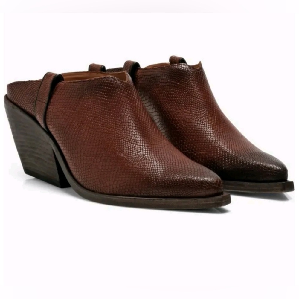 Free People Brown Textured Wedge Mules